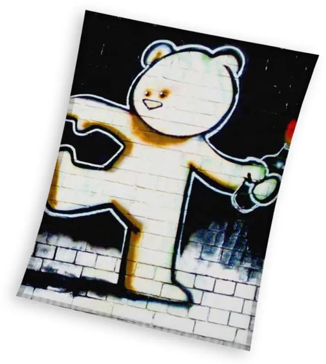Sweet Home Fleece plaid graffiti beer 150 x 200 cm Multicolor