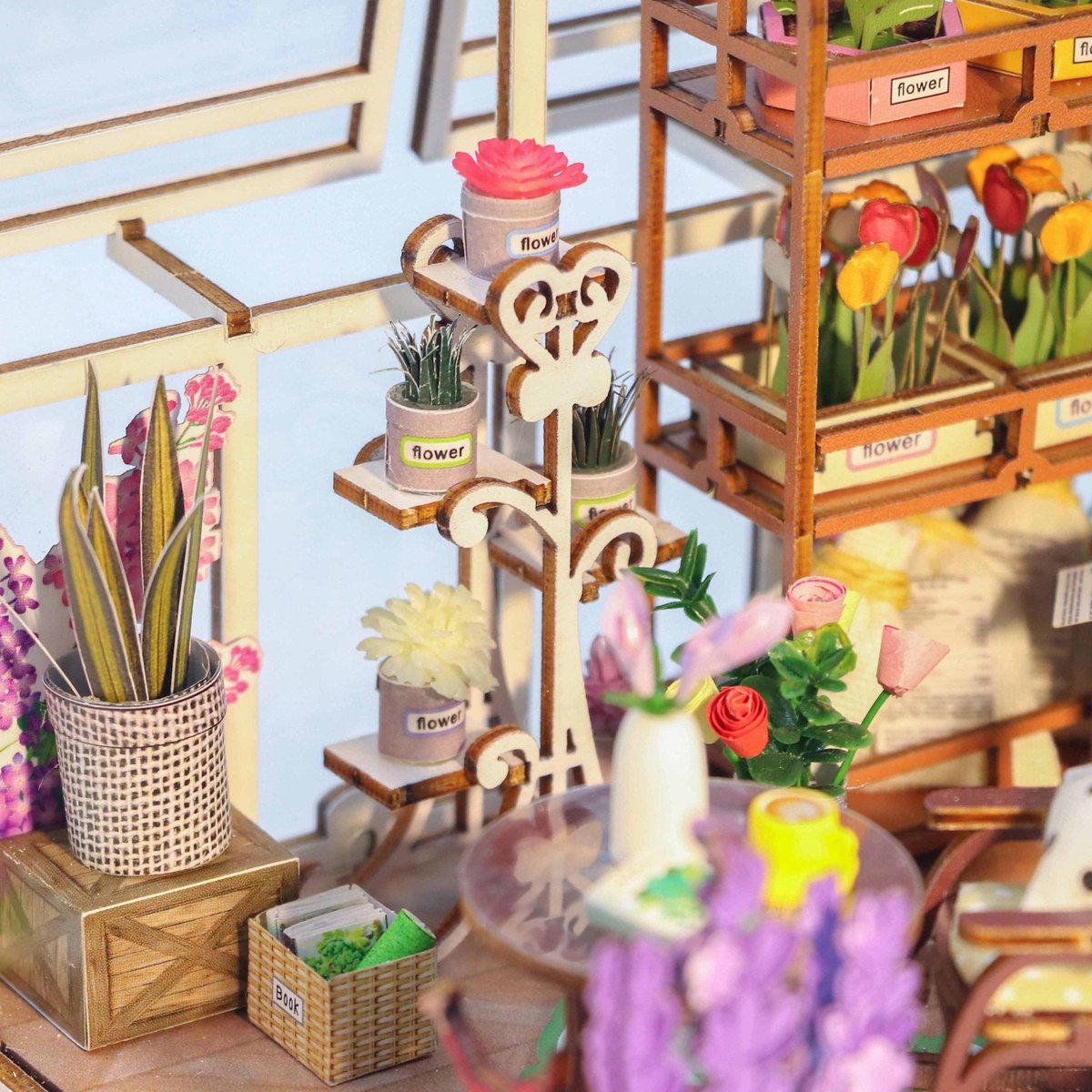 Booknook Bloemenkas - 3D Puzzel met Handleiding - DIY - Miniatuur Modelbouw Hout Kinderen en Volwassenen - Houten bouwpakket - Assemblr