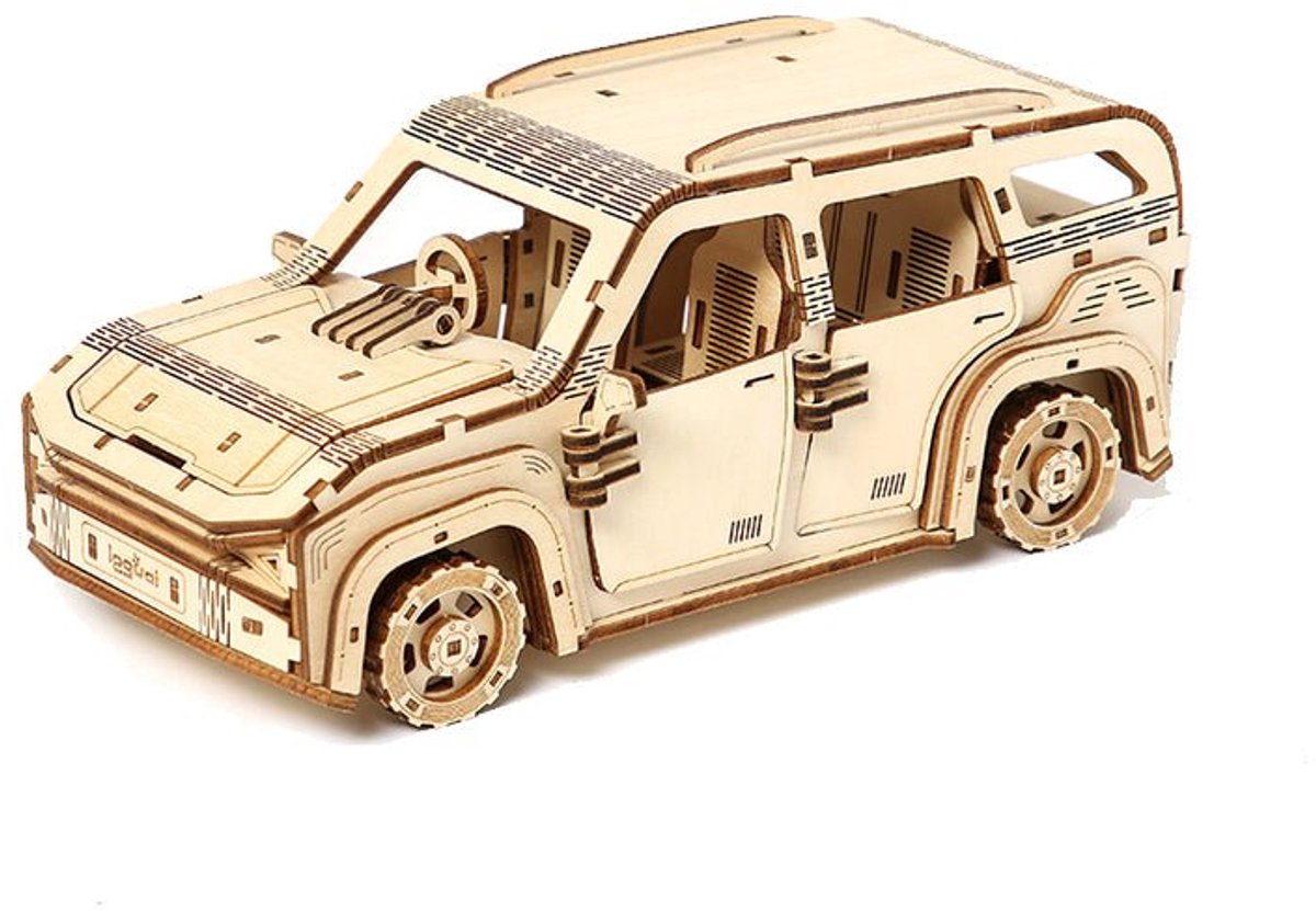 Auto SUV - 3D Puzzel met Handleiding - DIY - Miniatuur Modelbouw Hout Kinderen en Volwassenen - Houten bouwpakket - Assemblr