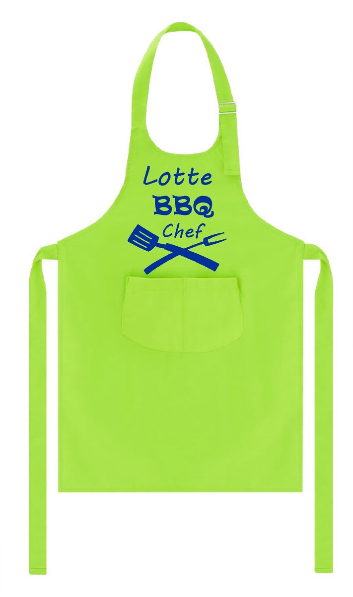 Mijncadeautje - Kinderschort met naam - lime / groen - BBQ Chef - met eigen naam naar keuze
