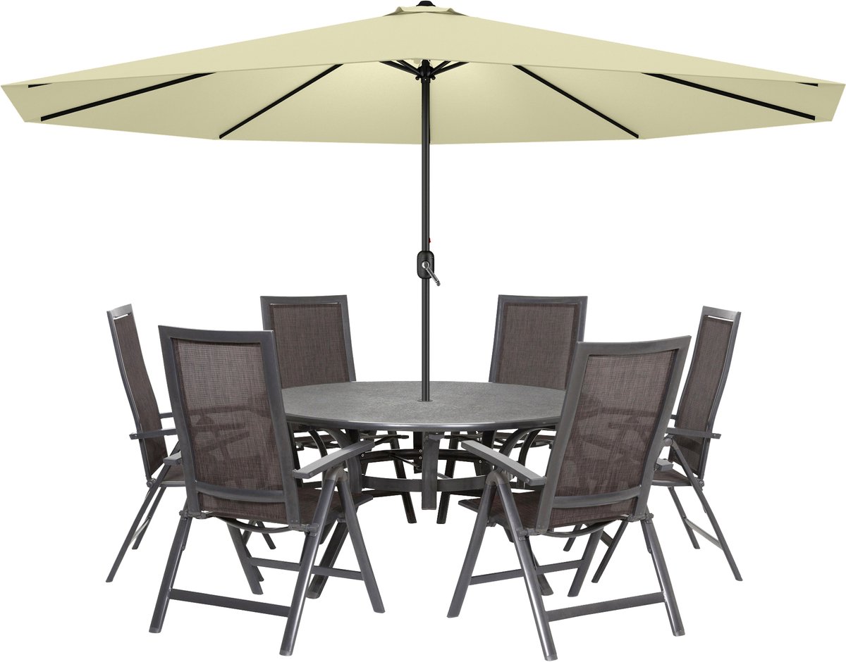 ACXIN handmatige parasol - 300 cm - Beige - kantelbaar - UV‑bescherming
