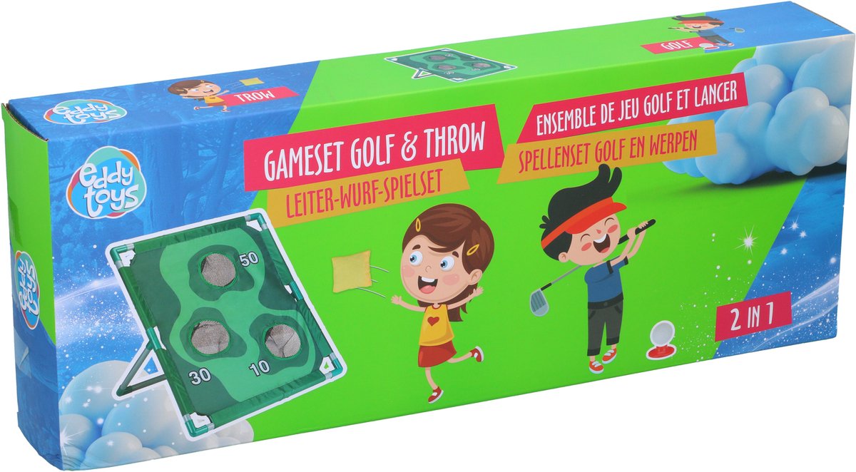 Eddy Toys Golf Speelgoed 2-in-1 – Minigolf en Werpspel voor Kinderen – Golfset met Clubs, Ballen en Bean Bags – Spellenset voor Buiten Spelen in Tuin of Vakantie — afbeelding 6