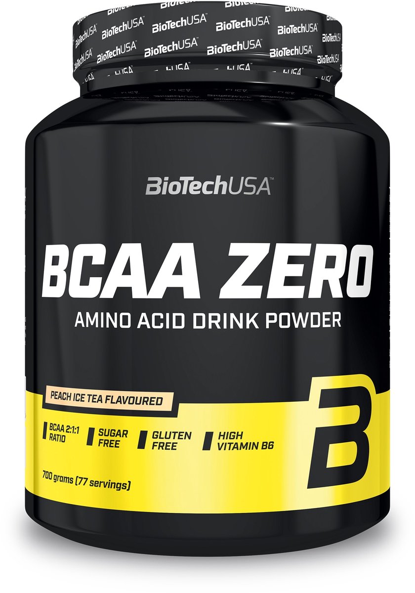 BioTechUSA BCAA Zero | Essentieel aminozuur poeder | 6g BCAA met instant L-leucine | Veganistisch | Suikervrij, Lactosevrij, Glutenvrij, 700 g, Perzik Ice Tea