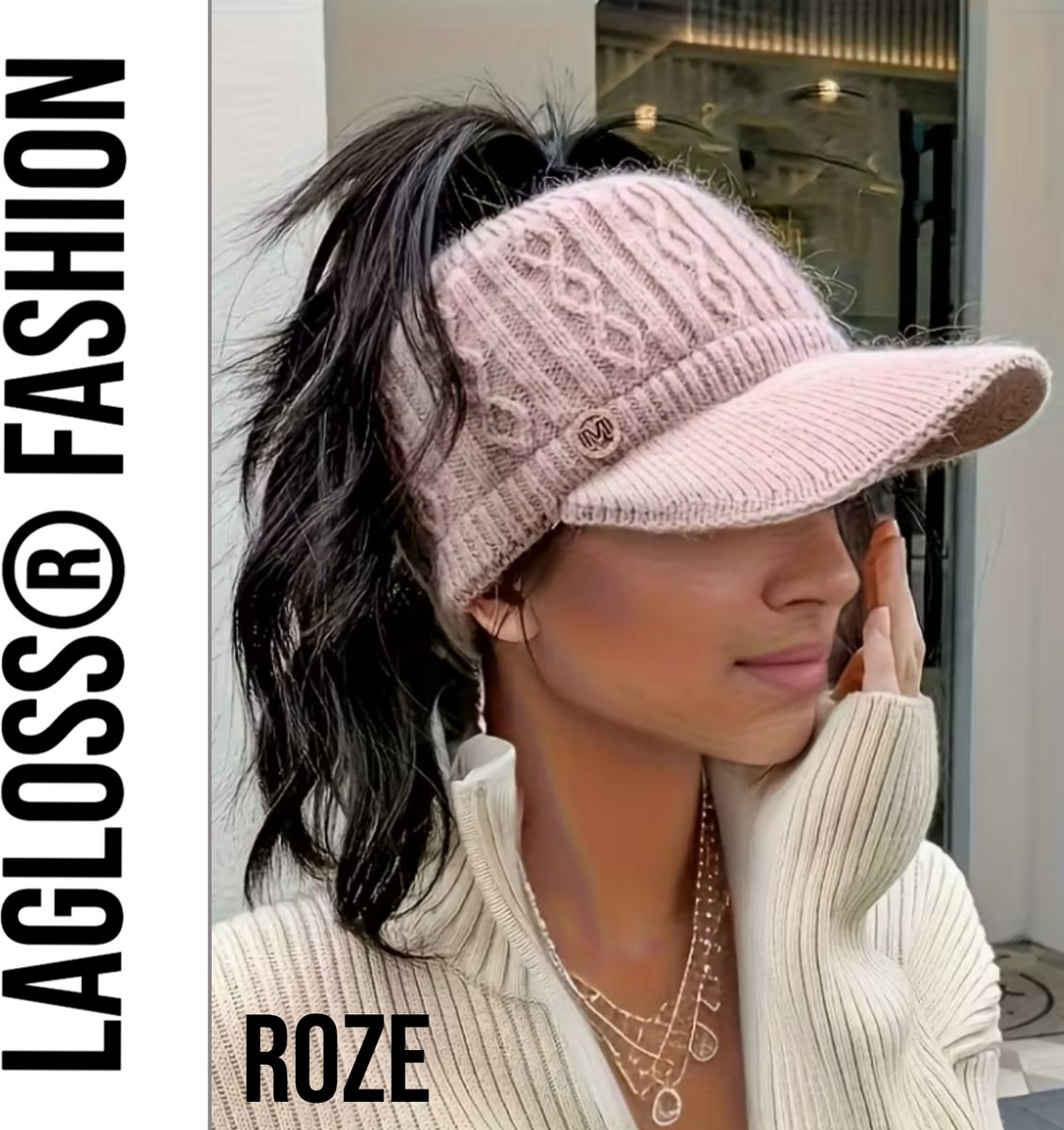 LaGloss® Fleece Gevoerde Dames Baseballpet – Stretch Winterpet – Roze
