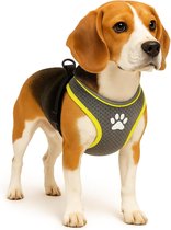 Harnas hond – honden tuigje – harnas hond anti trek – hondentuigjes – hondentuig anti trek – Flamingo Step&Go Tasha – grijs – maat M – A:53cm B:65-75cm x 20mm x 5mm