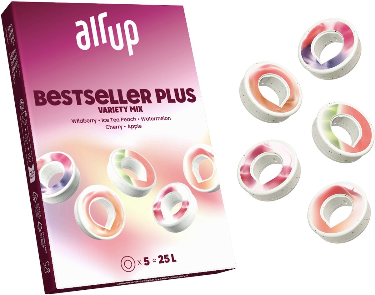 5x Air Up Pods - Bosvruchten - IJsthee Perzik - Watermeloen - Kers - Appel - 5 Smaken - Geurpods voor Air Up Drinkfles