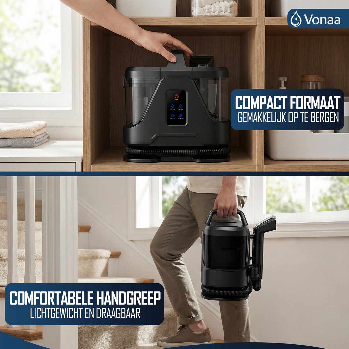 VONAA® Stoomreiniger PRO 6 in 1 - Met 100°C Stoom - Met 10M Kabel - Tapijtreiniger 1700W – Krachtige Nat- & Droog Tapijtreiniger – Voor Bank, Auto & Meubels — cadeau in Cadeau-ideeën - foto 2