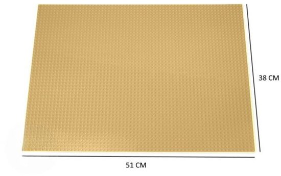 Gouden bouwplaat van 51 x 38 cm met een noppenpatroon, 48x64 noppen.