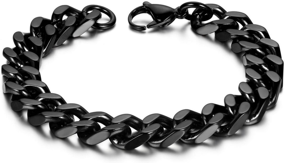 Heren Armband Roestvrij Staal Zwart - Stoere Biker Schakelketting