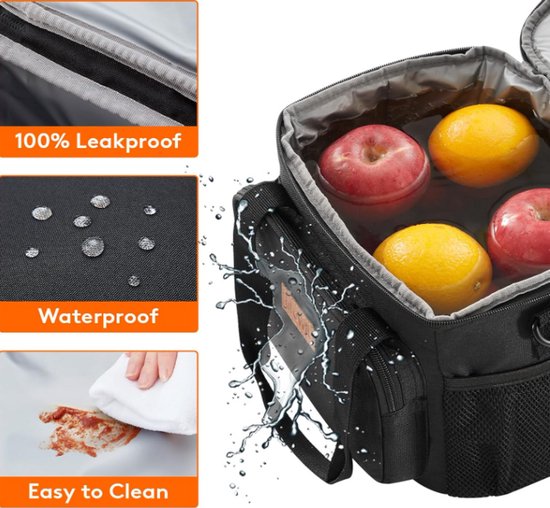 Lifewit Medium Lunch Bag Koeltas 9L - Geïsoleerde Lunchbox voor Werk, School & Reizen - Lekvrij, Opvouwbaar & Duurzaam - Geschikt voor 12 Blikjes - Zwart van Lifwit — afbeelding 5