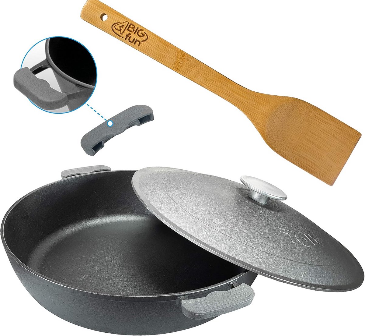 Gietijzeren Braadpan 36cm met Deksel voor Inductie en Oven