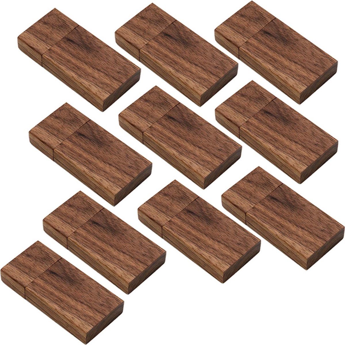 Set van 10 Houten USB-sticks 8GB - USB 2.0 Flash Drives voor Cadeau of Relatiegeschenk