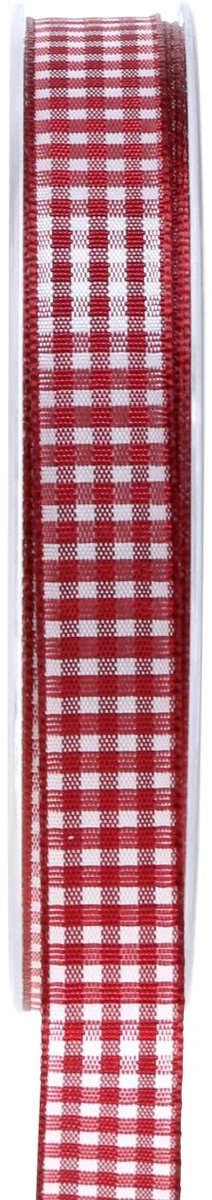 Cadeaulint Geruit Bordeaux 15mm 20m