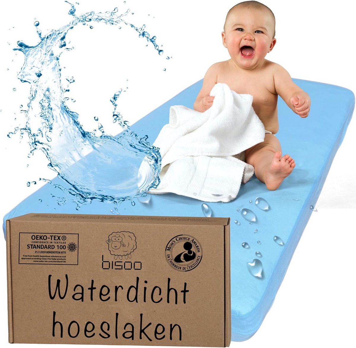 Waterdicht Jersey Hoeslaken 2-in-1 met Matrasbeschermer voor Wieg en Reiswieg 40x90 cm