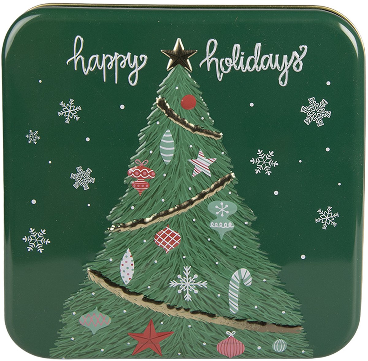 Clayre & Eef Bewaarblik 17x17x6 cm Groen Metaal