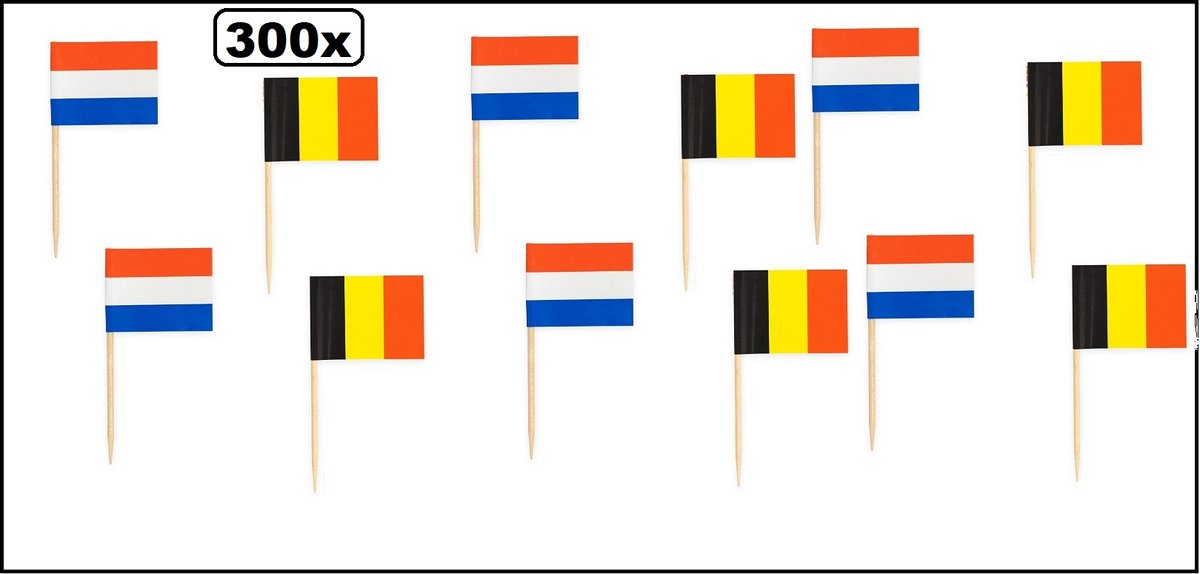 300x Cocktail prikker Belgie/Holland mix - Landen festival party fun winterfeest thema feest cocktail prikker