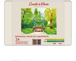 Conté à Paris 2182 Pastelpotloden Set 24 stuks | Hooggepigmenteerde Pastels in Metalen Doos