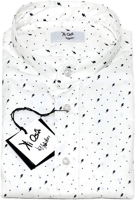 Slim Fit Heren Overhemd van Linnen met Digitale Print