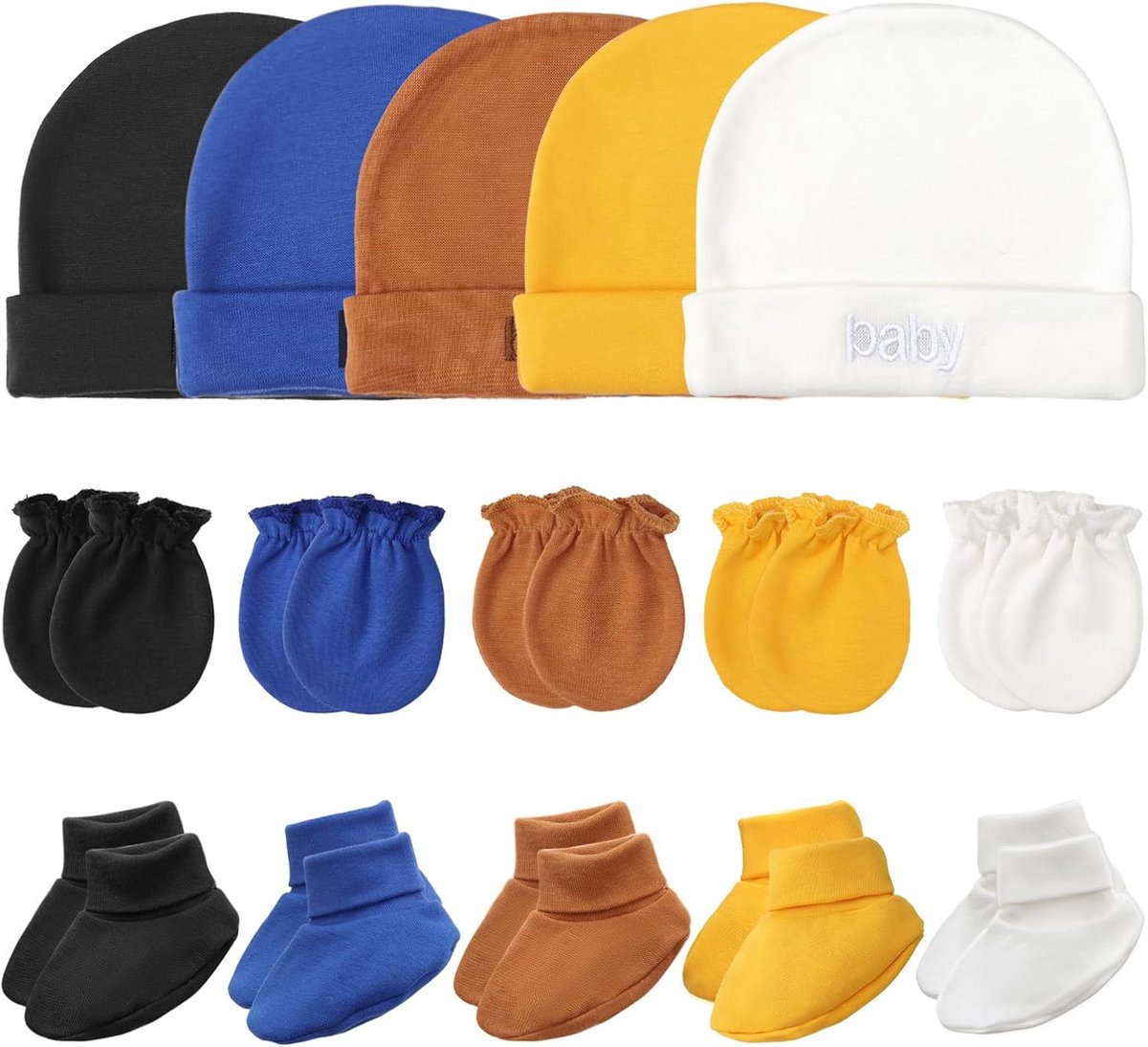 Cadeauset Muts Wanten en Sokken voor Pasgeboren Baby 0-6 Maanden Katoen Warm