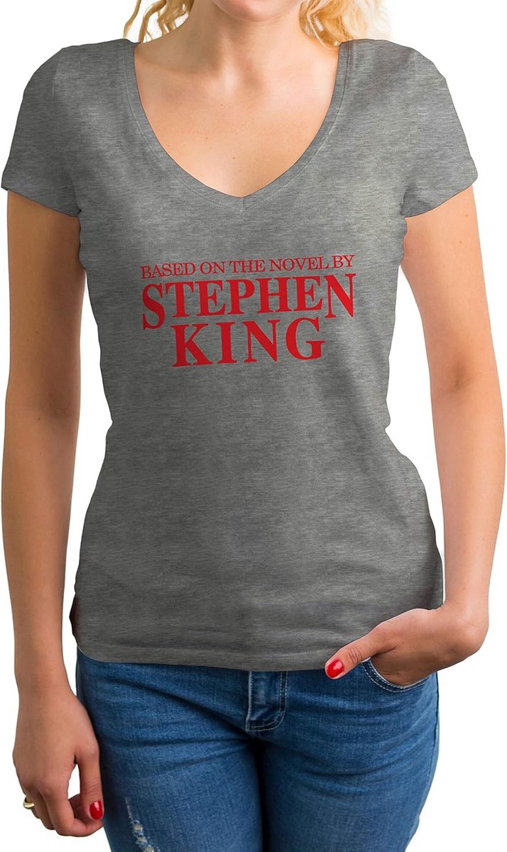 Dames V-hals Shirt Comfortabel Katoen, Geïnspireerd op Stephen King Boeken