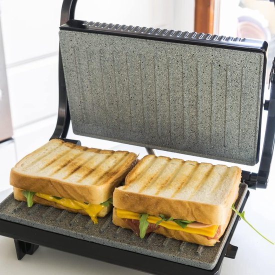 SNJY® Grill Apparaat - Bakplaat Electrisch - Tafelgrill - 700 W - Staal/Zwart — afbeelding 4