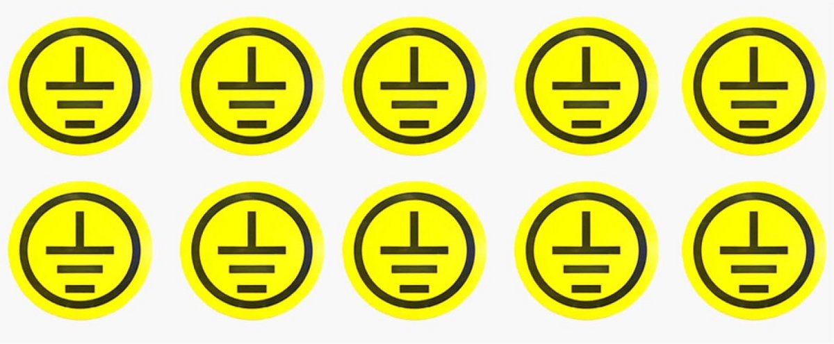 Adhesieve Sticker Aardingssymbool Elektrische Veiligheid Waarschuwing Waterdicht