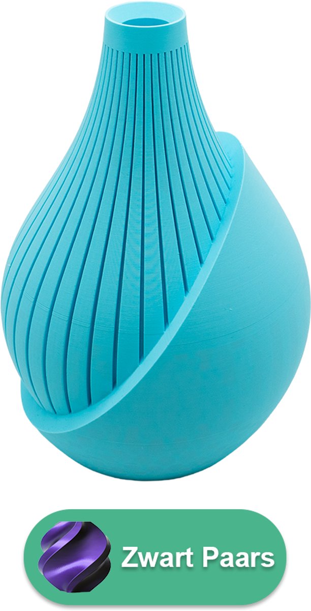 Lovora Elodie moderne vaas – Decoratieve vaas - Zwart / Paars - 3d geprinte vaas – geschikt voor droogbloemen - 20CM
