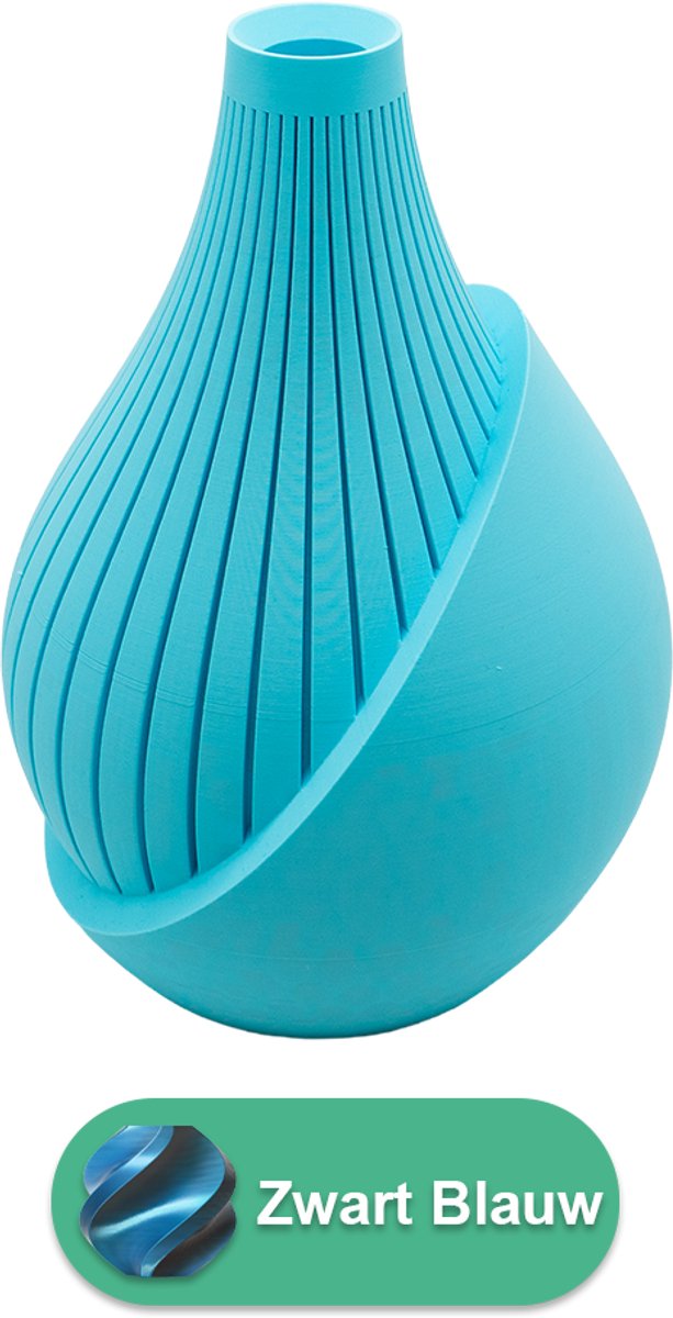 Lovora Elodie moderne vaas – Decoratieve vaas - Zwart / Blauw - 3d geprinte vaas – geschikt voor droogbloemen - 25CM