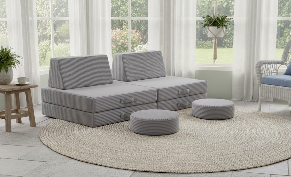 Luxe Modulaire Corduroy Loungebank – Comfortabele 4-Zits Sofa met Afneembare en Machinewasbare Overtrek – Moderne Stijl voor Woonkamer, Slaapkamer of Loungeruimte – Hoogwaardig Schuim, Ruimtebesparend House&Garden