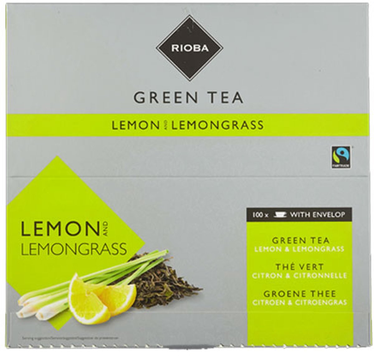 Rioba Groene Thee Citroen & Citroengras (met envelop) 100 x 2 gram
