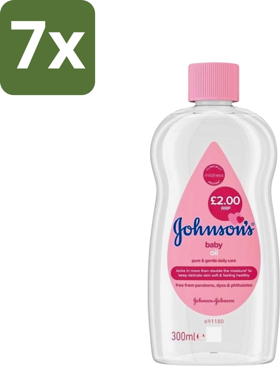 7 x Johnson's - Baby Olie - Puur & Zacht - 300 ml - Babyolie - Babyhuid Verzorging - Babymassage - Hydratatie - Hypoallergeen