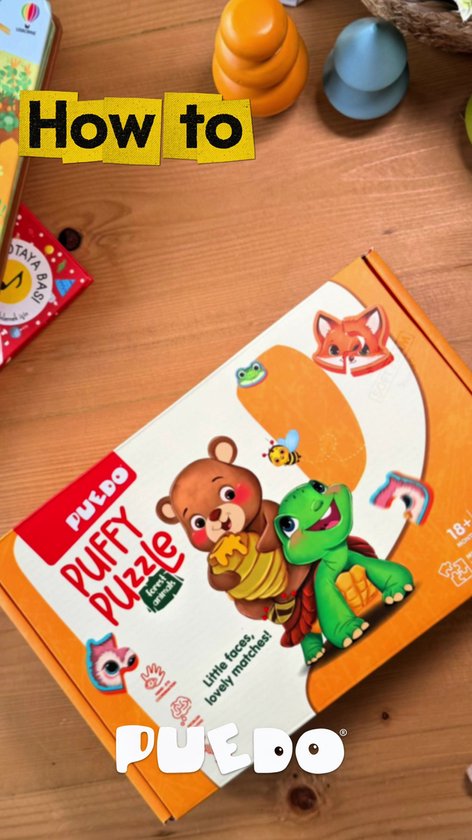 PUEDO® Puffy Puzzle Bosdieren – Eerste Peuterpuzzel van Zacht EVA Schuim – Dierenvormen, 24 Delen – Ontwikkelt Motoriek & Coördinatie – Vanaf 18 Maanden