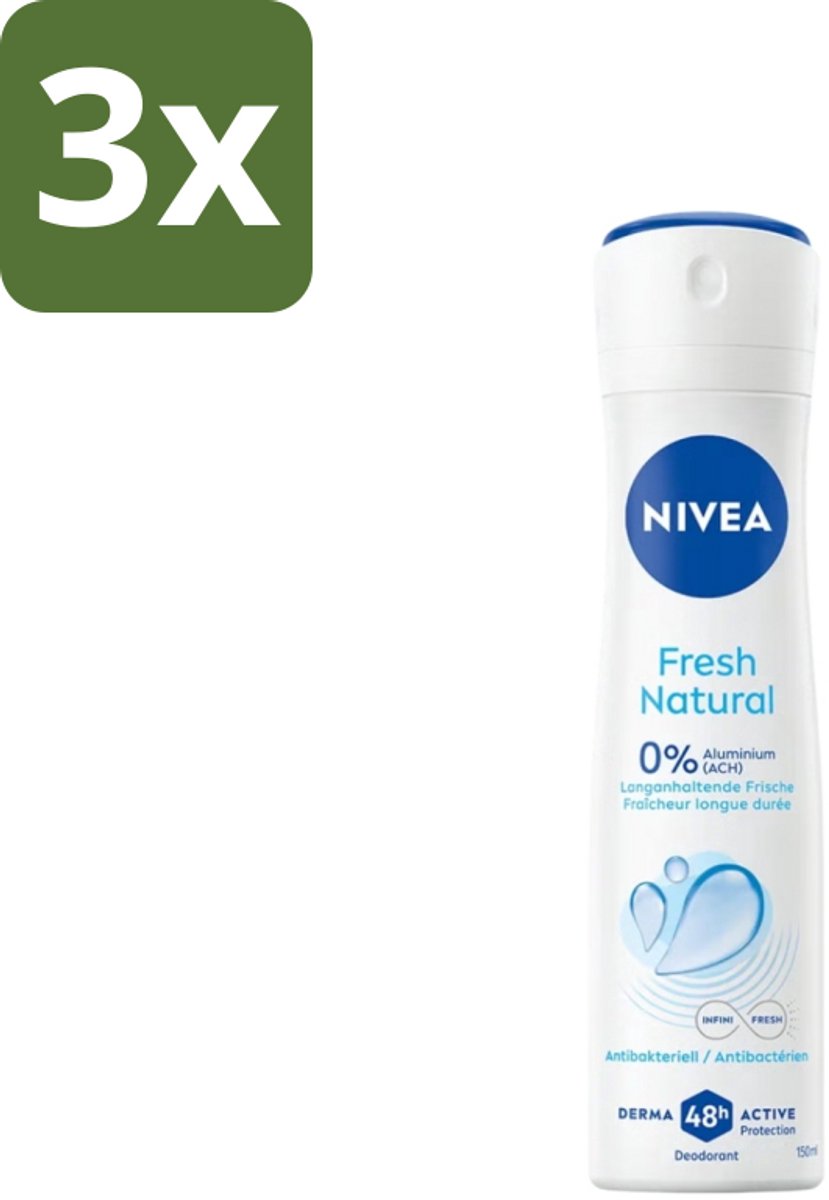Nivea - Deodorant Spray - Fresh Natural - 48 Uur Lang Werkend - 150 ml - Bulkverpakking - 3 stuks