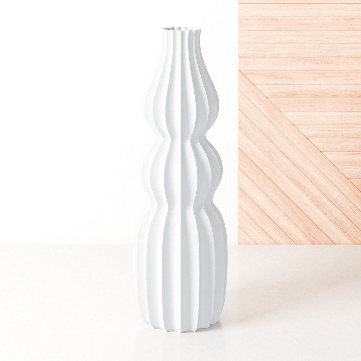 Fleuriek Grote vaas Wit - H50 cm - Smalle vloervaas of decoratieve bloemen vaas, gekleurde design vaas van kunststof - Vensterbankvaas