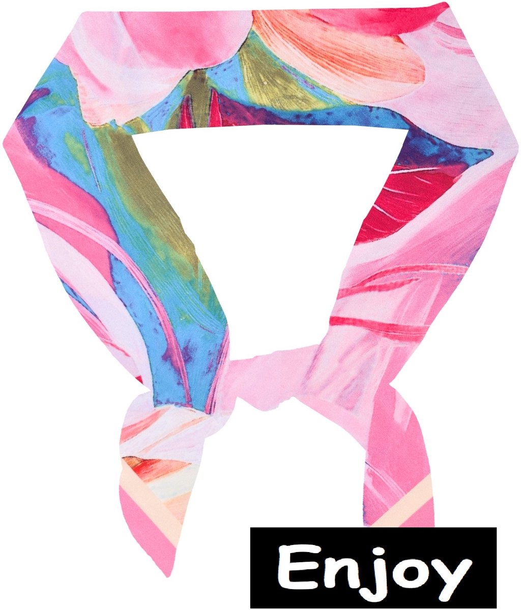 sjaaltje- roze- Bandana- vierkant - hals/haren sjaaltje - met bloemen -trendy- Moederdag