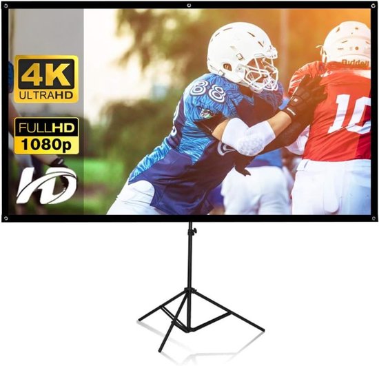 Foto: Florixa projectiescherm met statief mobiel projectiescherm projectiedoek thuisbioscoop zwart 1cm x 230cm x 133cm