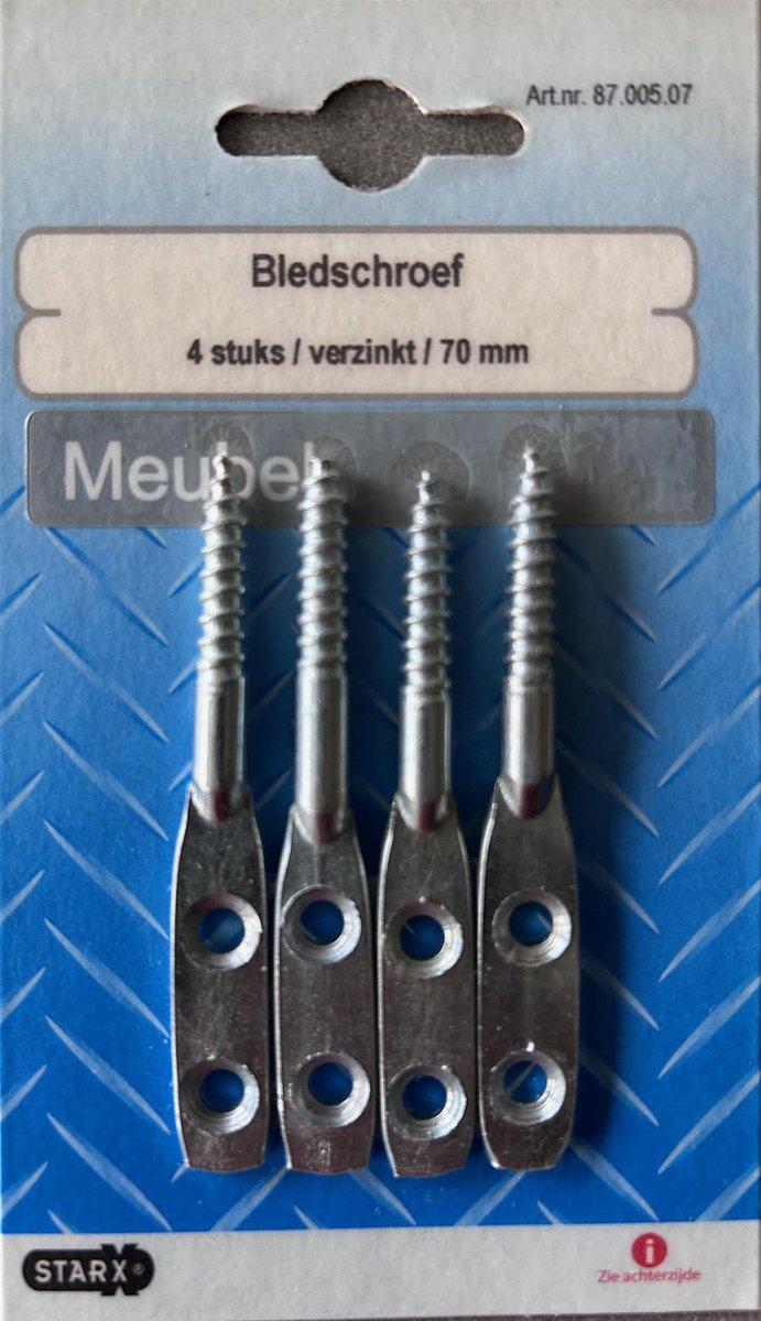 Bledschroef meubel verzinkt 70 mm 4 stuks