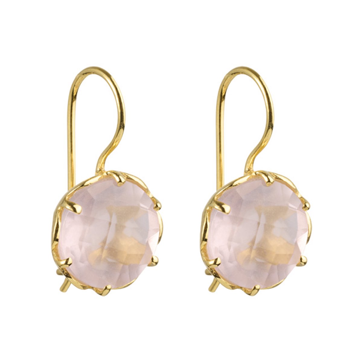I'M ME JEWELLERY - flowercup oorbellen - roze chalcedoon - 24 karaats vermeil goud