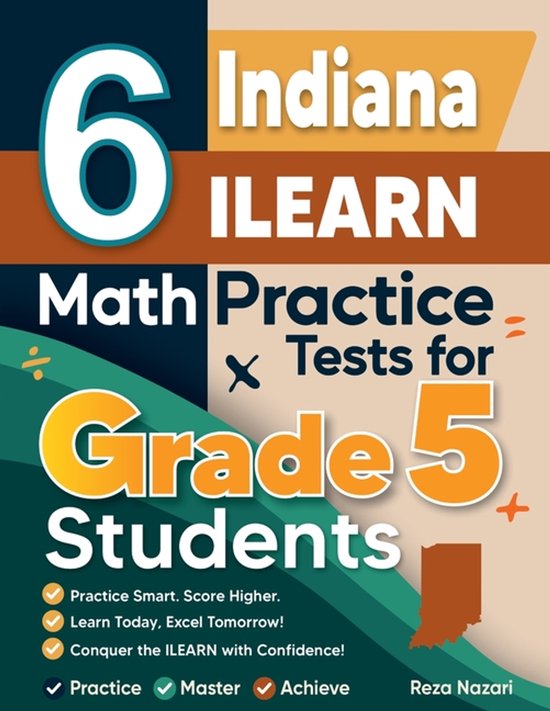 6 Indiana ILEARN Grade 5 Math Practice Tests - cover