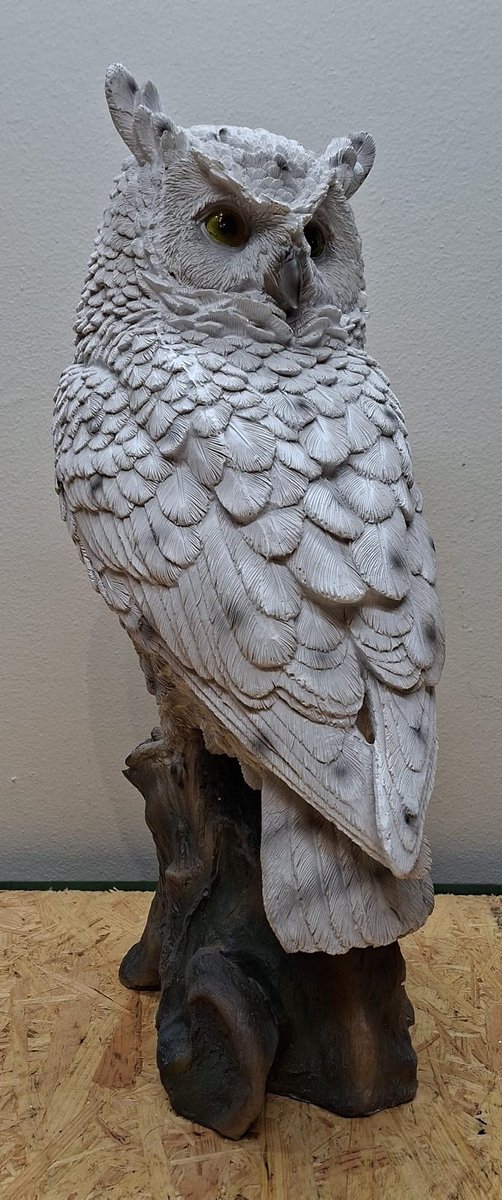 funproducts.nl Sneeuwuil Beeld - 52cm hoog - polyresin - polystone - Sneeuw - Uil - Decoratie - Woonaccessoires - Beeld Wit