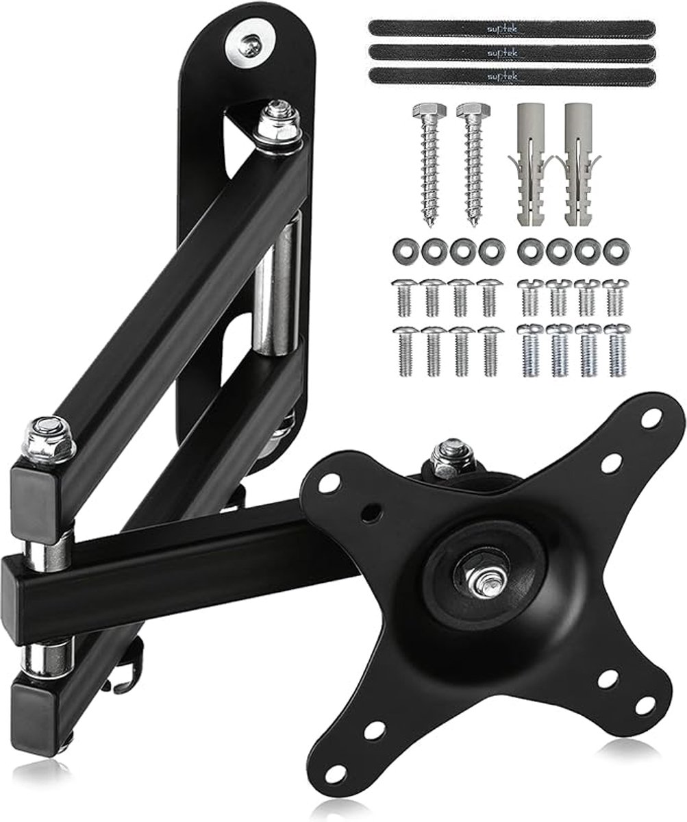 Universele TV en Monitor Muur Montage Bracket - Geschikt voor Monitoren van 15 tot 32 inch - Max 13 kg Capaciteit - Geschikt voor LED, LCD, Plasma - Zwart