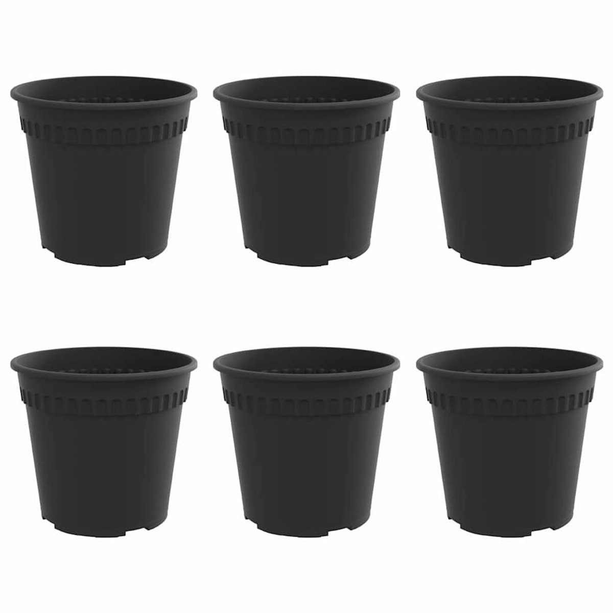 vidaXL - Ronde - Bloempot - 6 - pcs - Zwart - Ø - 19 - x - 16 - cm - Kunststof