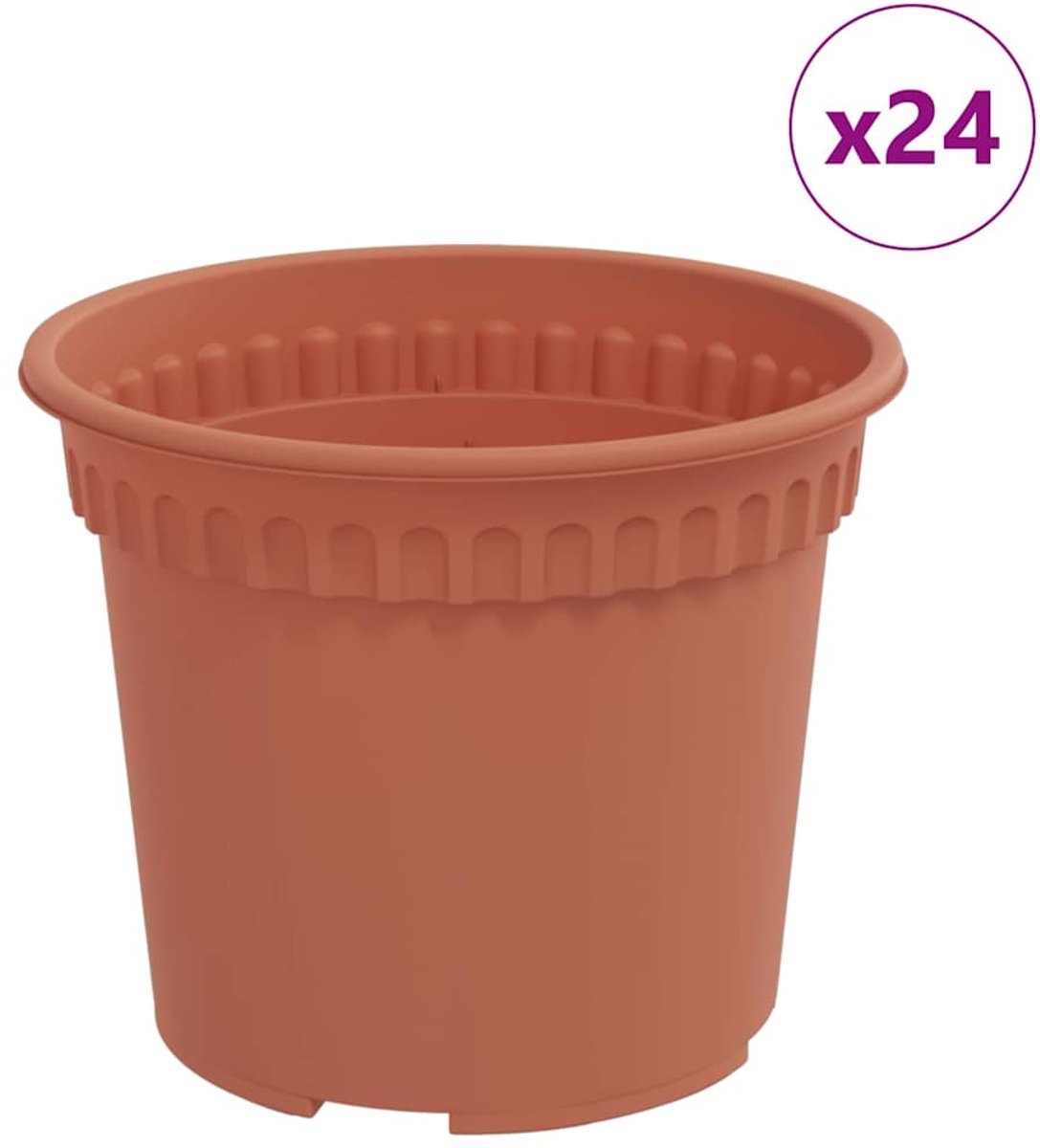 vidaXL - Ronde - Bloempot - 24 - pcs - Baksteenrood - Ø - 12,5 - x - 10 - cm - Kunststof