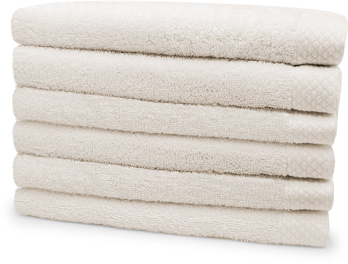 Eleganzzz Handdoeken Set - Set van 6 - Handdoek 50x100cm - 420 gr/m2 - 100% Katoen - ivory
