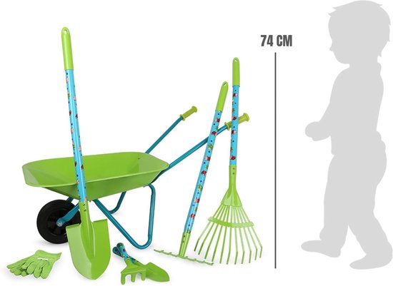 Florixa® Kruiwagen Kind - Kruiwagen Speelgoed - Tuingereedschap Kind - 73 cm x 11 cm x 36 cm - Groen van Florixa — afbeelding 3