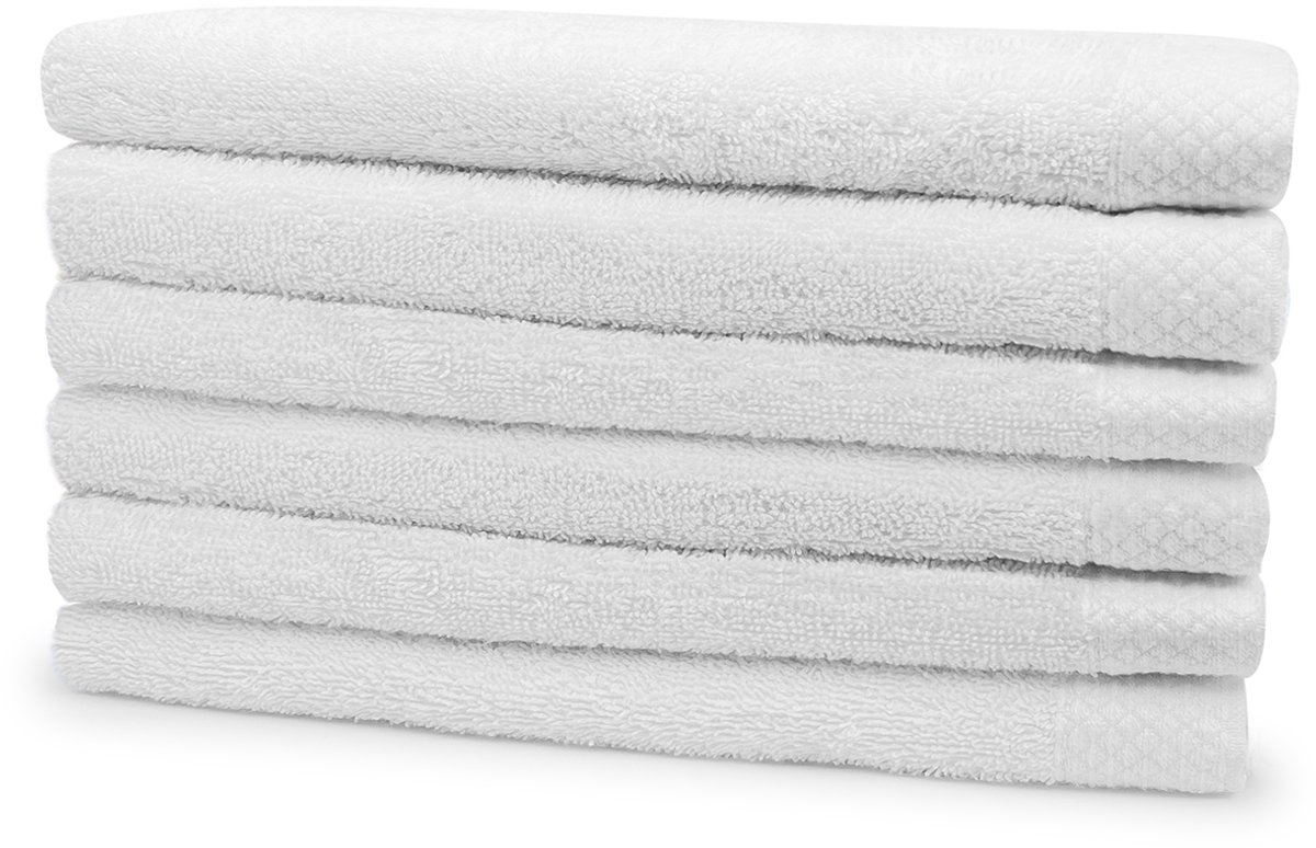 Eleganzzz Handdoeken Set - Set van 6 - Badhanddoeken 70x140cm - Badlakens - Handdoek - 420 gr/m2 - 100% Katoen - white