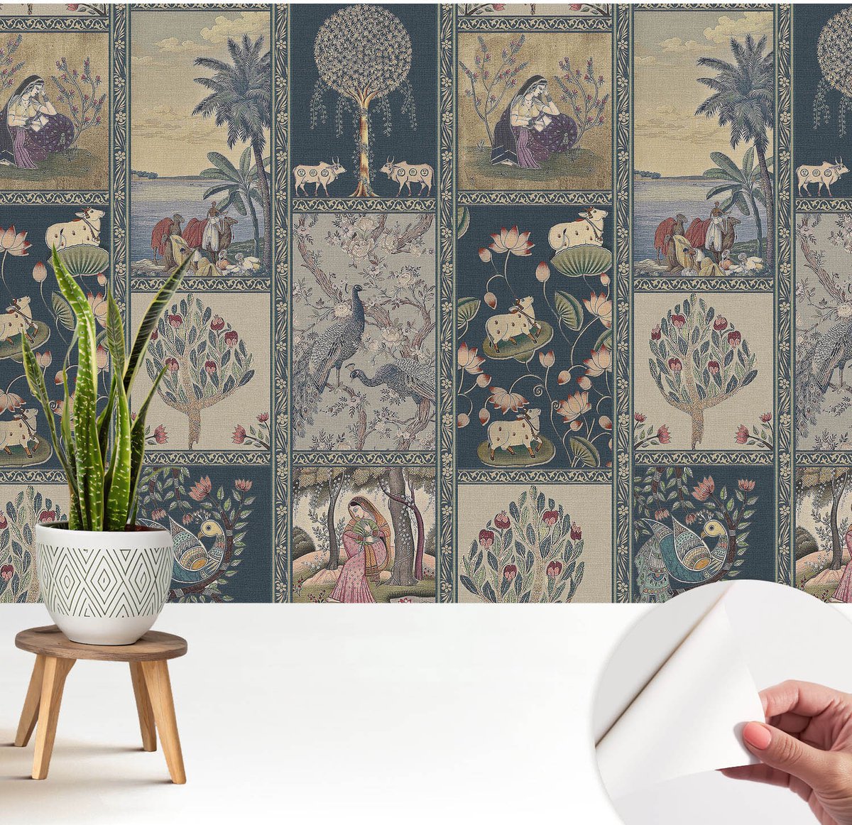 Wallfluent Zelfklevend Behang - Romantische scène Stickerbehang op rol - 208x146 cm - Marine Zelfklevend Behang - Plakklare achterzijde - Voor de woonkamer, slaapkamer en kantoor Zelfklevend Behang