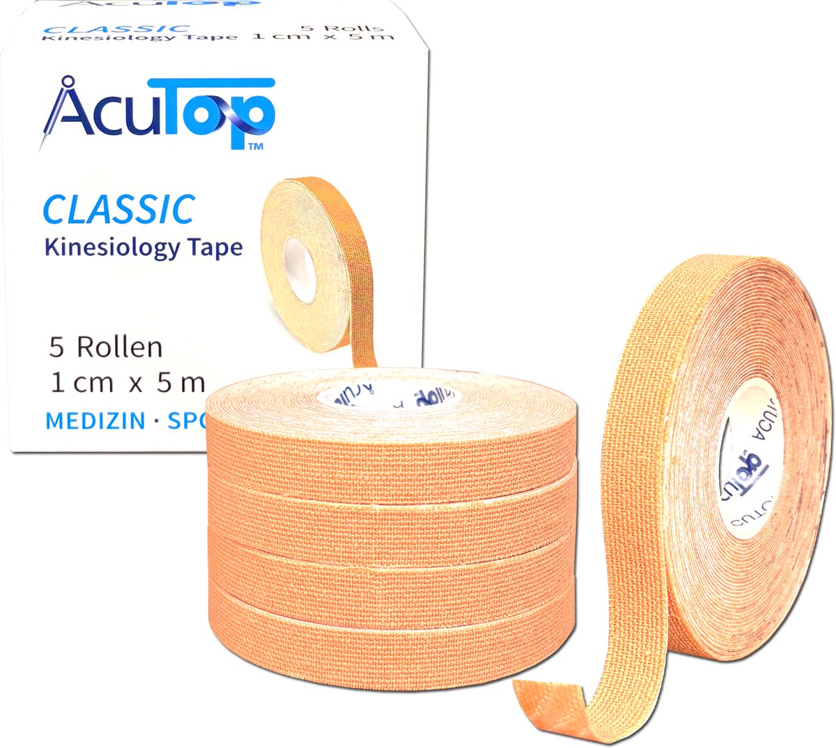 AcuTop® Tape - Classic - beige (XS) - 5 rollen van 1 cm breed - AT3-5box