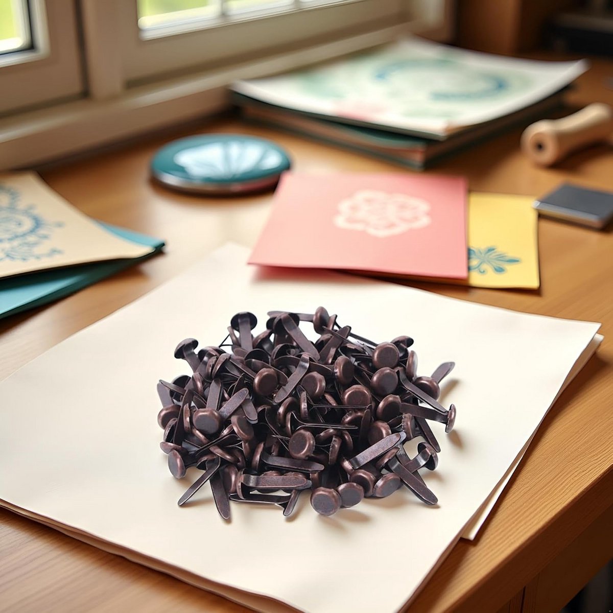 100 Stuks Koperen Brad Bevestigingen Rond Voor Knutselen en Scrapbooking