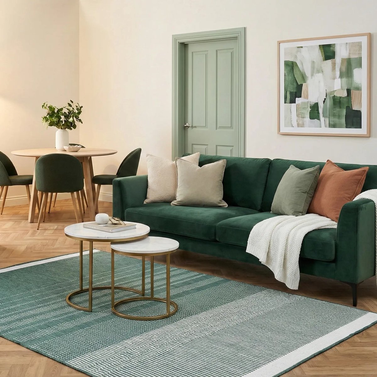 flycarpets Omkeerbaar Terrazo Fade Buitenkleed Groen / Creme - 160x230 cm - Vloerkleed Buiten - Laagpolig Tuinkleed, Tuintapijt, Buitentapijt